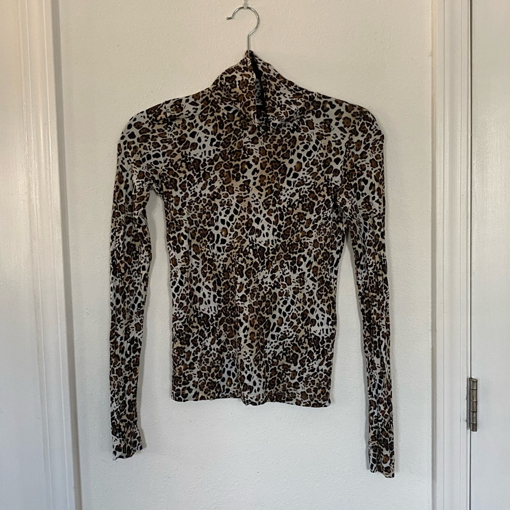 Mr. Larkin Pippa Leopard Print Turtleneck Top Xs - image 2